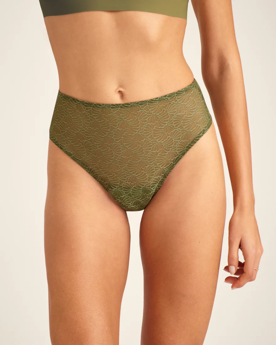 Highwaist Cheeky Mesh khaki - Image 3